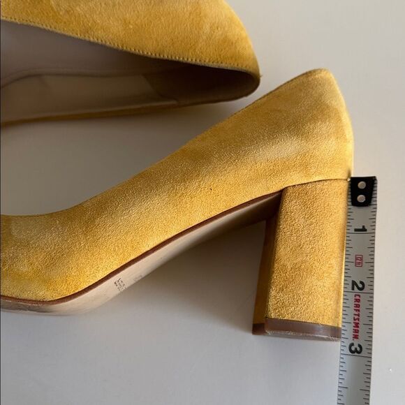 Marc Fisher CAITLIN Yellow Leather Suede Block Heel Pumps Pointed Toe Size 6.5M - Picture 6 of 12